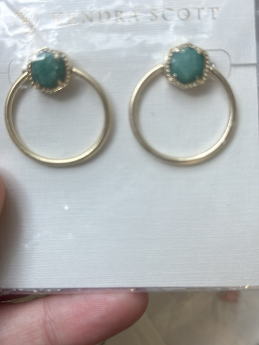 NWT Gold Kendra Scott Teal Davie Hoop Earrings